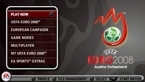 UEFA Euro 2008 title screen for PSP
